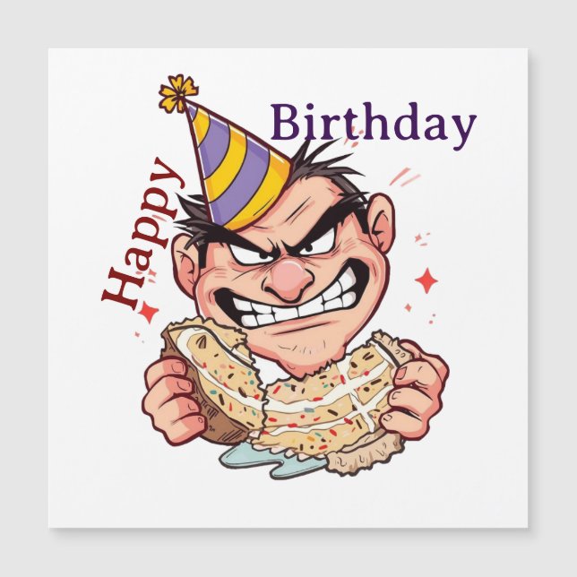 Funny Birthday Sticker Magnetkarte (Vorderseite)