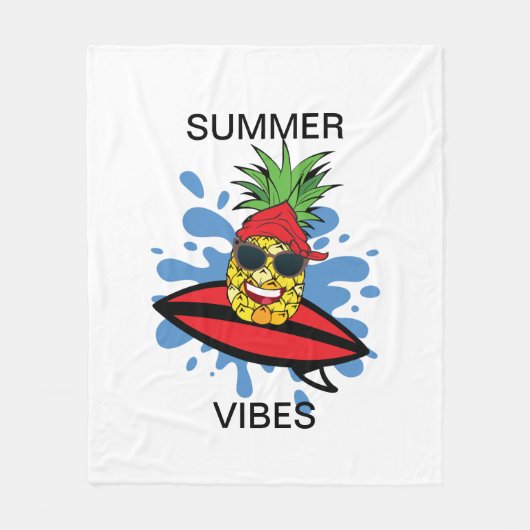 Funny Birthday Surfing Ananas Fleecedecke (Vorderseite)