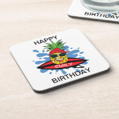 Funny Birthday Surfing Ananas Getränkeuntersetzer (Linke Seite)