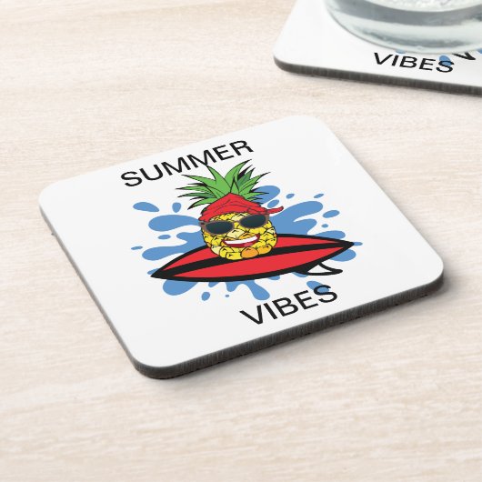 Funny Birthday Surfing Ananas Getränkeuntersetzer (Linke Seite)