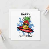 Funny Birthday Surfing Ananas Karte (Vorderseite/Rückseite Beispiel)