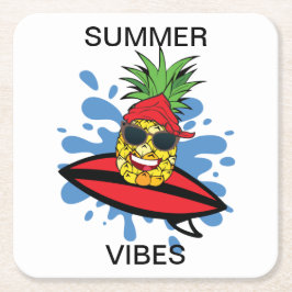 Funny Birthday Surfing Ananas Rechteckiger Pappuntersetzer