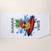 Funny Birthday Surfing Ananas Strandtuch (Vorderseite)