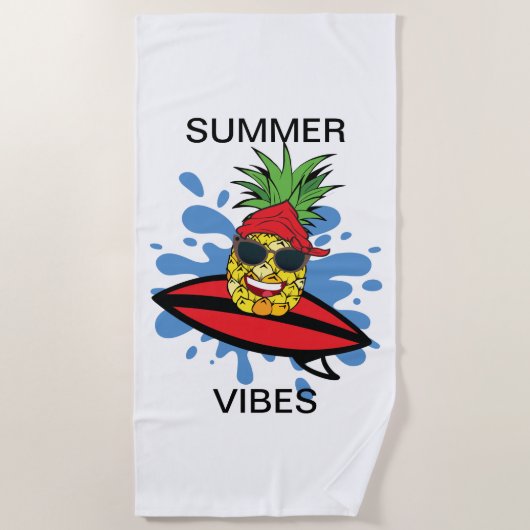 Funny Birthday Surfing Ananas Strandtuch (Vorderseite)