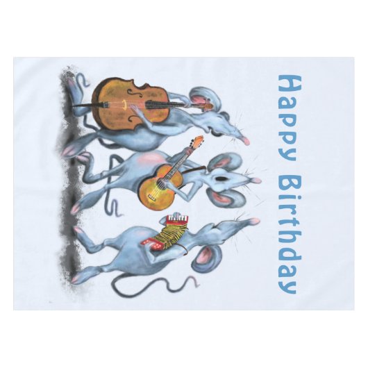 Funny Birthday Tablecloth Mouse Music Band Tischdecke (Vorderseite (Horizontal))