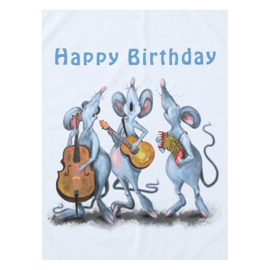 Funny Birthday Tablecloth Mouse Music Band Tischdecke (Vorderseite)