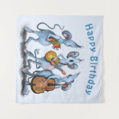 Funny Birthday Tapestry Happy Musical Mouse Band Wandteppich (Vorderseite (Horizontal))