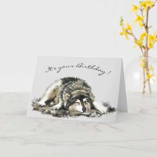 Funny Birthday Tired Napping Husky Dog Card Karte (Gelbe Blume)
