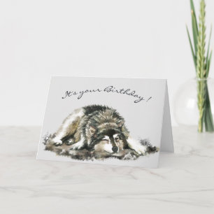 Funny Birthday Tired Napping Husky Dog Card Karte