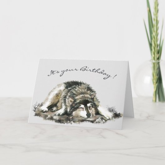 Funny Birthday Tired Napping Husky Dog Card Karte (Vorderseite)