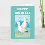 Funny Birthday to Great Girlfriend "Gullfriend" Karte<br><div class="desc">Der sonnige Geburtstag der großen Freundin "Gullfriend" mit Aquarellsonne,  Sand,  Surfen,  Strände und Möwen</div>