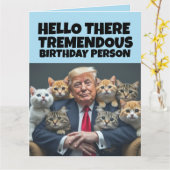 FUNNY BIRTHDAY TRUMP GREETING CAT CARD KARTE (Gelbe Blume)