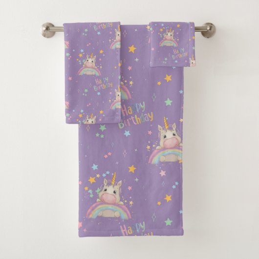 Funny Birthday Unicorn Badhandtuch Set (Insitu)