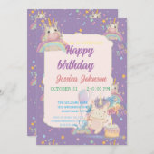 Funny Birthday Unicorn Einladung (Vorne/Hinten)