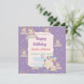 Funny Birthday Unicorn Einladung (Stehend Vorderseite)