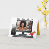 Funny Birthday Video Conference Call Satire Card Karte (Gelbe Blume)