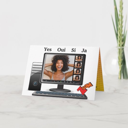 Funny Birthday Video Conference Call Satire Card Karte (Vorderseite)