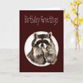 Funny, Birthday Wer über dem Niedlichen Raccoon li Karte (Gelbe Blume)