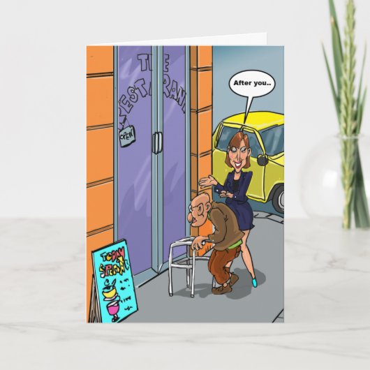 Funny Birthday Wishes - Age Before Beauty Karte (Vorderseite)