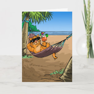 Funny Birthday Wishes - Cool Cat on Hammock Karte