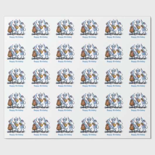 Funny Birthday Wrapping Paper Musical Mouse Band Geschenkpapier (Flach)