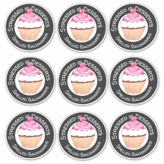 Funny Birthday Zitat Stickers Pink Cupcakes Aufkleber (Vorderseite)