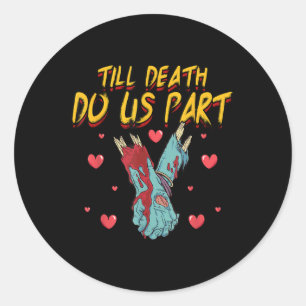 Funny bis Tod Do us Teil Bride Groom Zombie Wed Runder Aufkleber