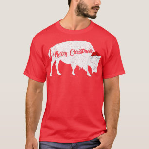 Funny Bison Animal Lover Weihnachtsmannmütze Bison T-Shirt
