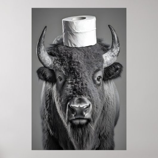 Funny Bison Bathroom Art Print, Toilet Paper Roll Poster (Vorne)