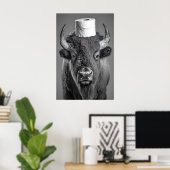 Funny Bison Bathroom Art Print, Toilet Paper Roll Poster (Heimbüro)