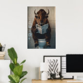 Funny Bison Bathroom Print, Toilet Newspaper Art Poster (Heimbüro)