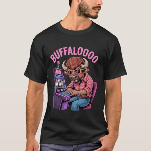 Funny Bison Slot Machine Player Retro Buffalooo Ca T-Shirt (Vorderseite)