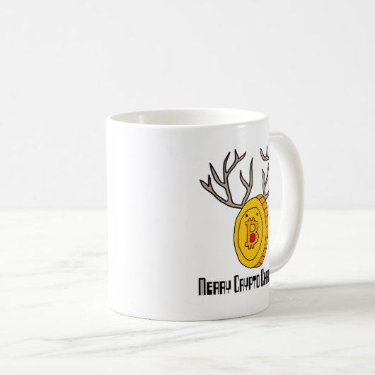 Funny Bitcoin Reindeer Merry Crypto Weihnachten Kaffeetasse (VorderseiteRechts)