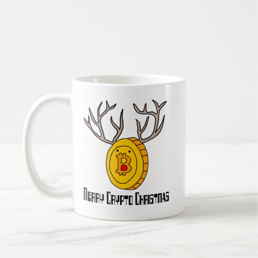 Funny Bitcoin Reindeer Merry Crypto Weihnachten Kaffeetasse (Links)