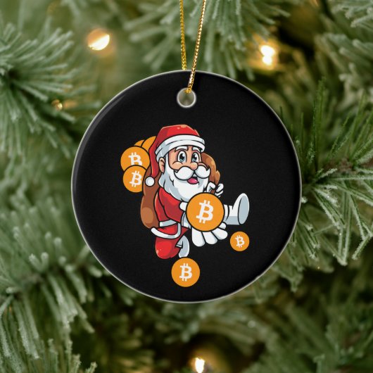 Funny Bitcoin Santa Matching Crypto Weihnachten Keramik Ornament (Baum)