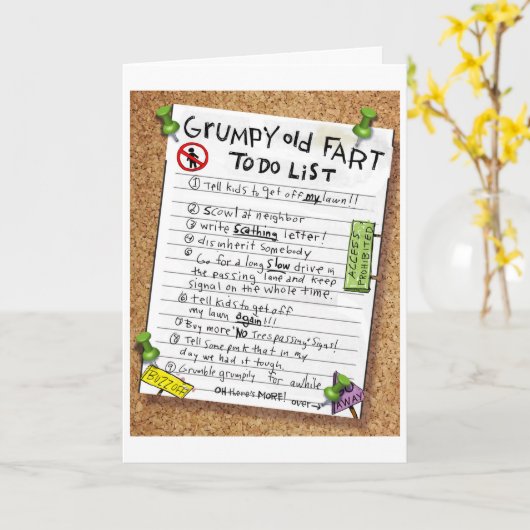 Funny Bithrday Card - Grumpy Old Furz zu erledigen Karte (Gelbe Blume)