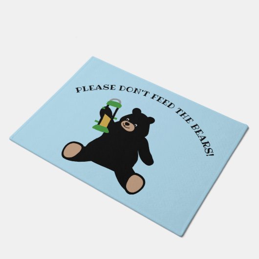 Funny Bitte Füttre den Bären nicht schwarzen Bären Fußmatte (Schrägansicht)