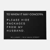 Funny Bitte verstecken Sie Pakete aus meinem Handy Fußmatte (Vorderseite)