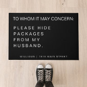 Funny Bitte verstecken Sie Pakete aus meinem Handy Fußmatte