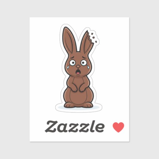 Funny Bitten Ear Chocolate Bunny Victim Easter  Aufkleber (Blatt)