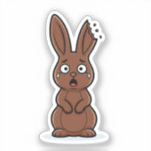 Funny Bitten Ear Chocolate Bunny Victim Easter  Aufkleber (Vorderseite)