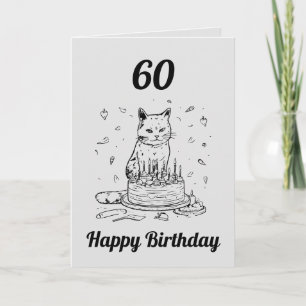 Funny Black and Gray Cat Husband 60. Geburtstag Karte