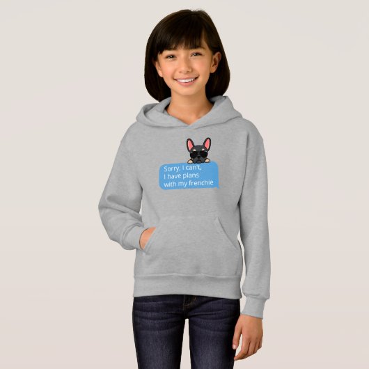 Funny Black and Tan Frenchie Text Message Hoodie (Vorne ganz)