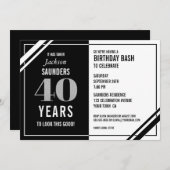 Funny Black and White 40. Geburtstag Party Einladung (Vorne/Hinten)