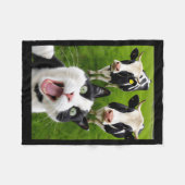 Funny Black And White Cat Cow Selfie Fleecedecke (Vorderseite (Horizontal))