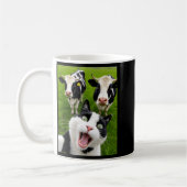Funny Black And White Cat Cow Selfie Kaffeetasse (Links)