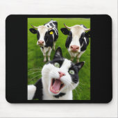 Funny Black And White Cat Cow Selfie Mousepad (Vorne)