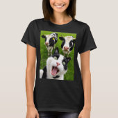 Funny Black And White Cat Cow Selfie T-Shirt (Vorderseite)