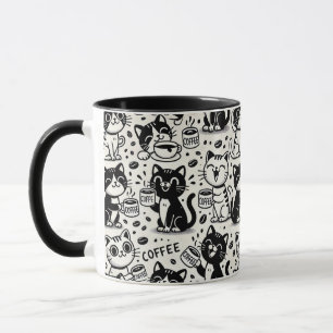 Funny Black and White Cat Drink Tasse
