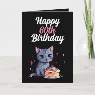Funny Black and White Cat Husband 60. Geburtstag Karte